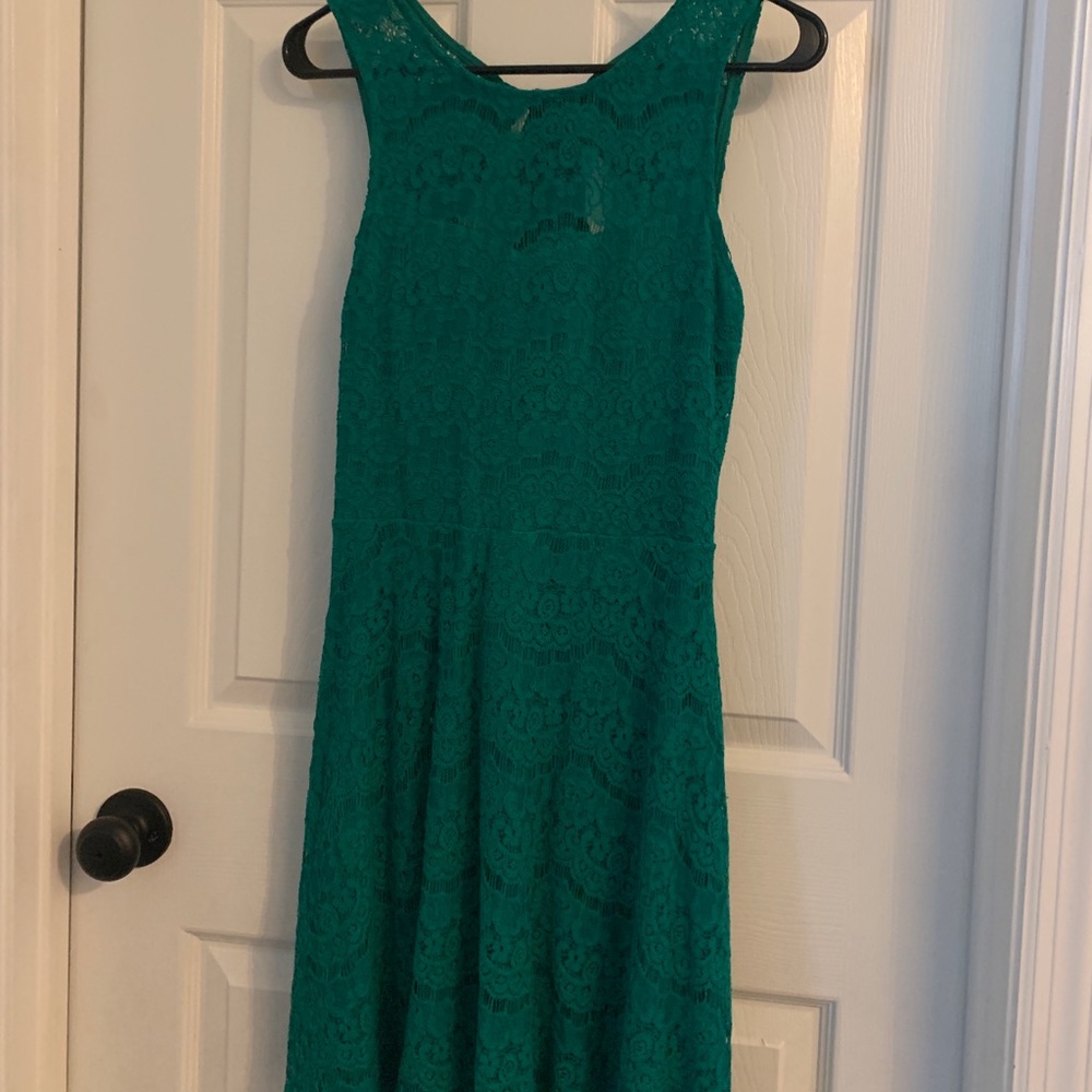 Emerald green lace dress
